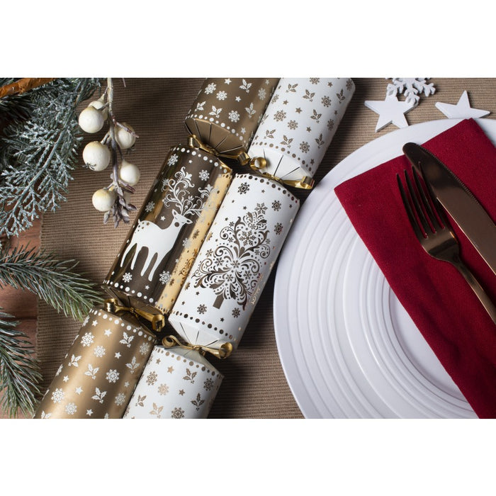 Christmas 12 x 12" Gold Reindeer & Tree Crackers