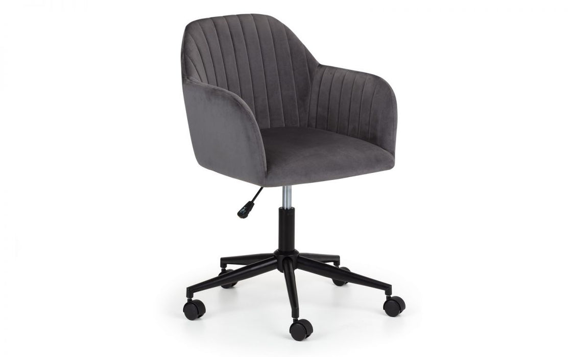 Julian Bowen Kahlo Velvet Swivel Office Chair - Available In 2 Colours