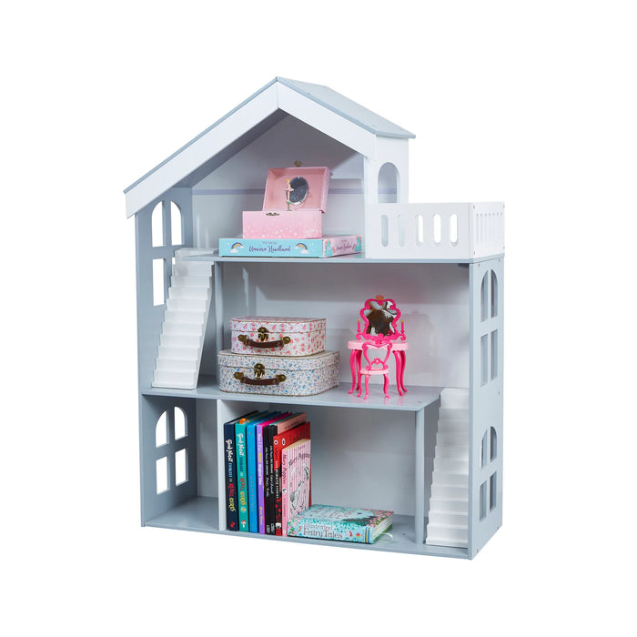 Kids Grey Dolls House Bookcase