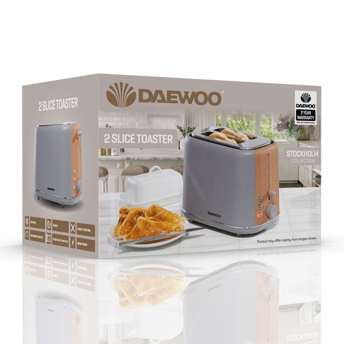Daewoo Stockholm 2 Slice Toaster - Wood Effect