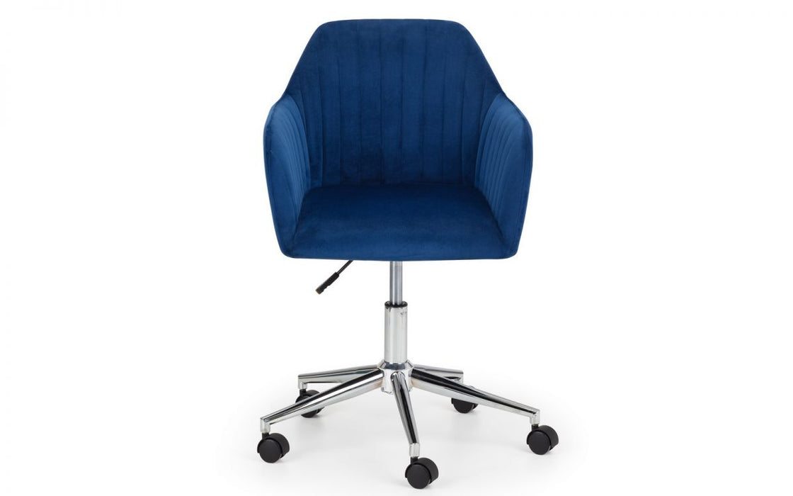 Julian Bowen Kahlo Velvet Swivel Office Chair - Available In 2 Colours