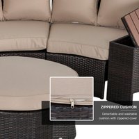8 PCs Outdoor Rattan Conversation Furniture Sofa Set w/ Side Table & Cushioned