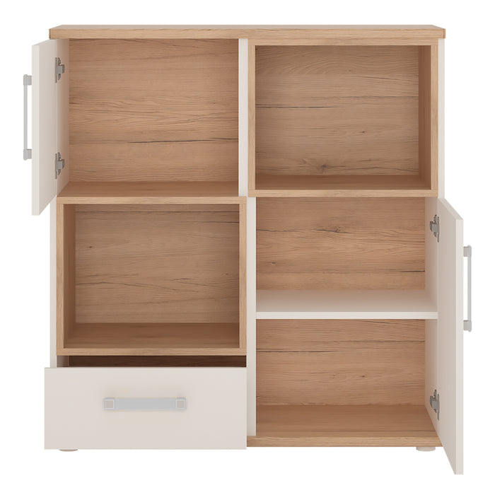 4KIDS 2 Door 1 Drawer Cupboard With 2 Shelves - Available In 4 Colours