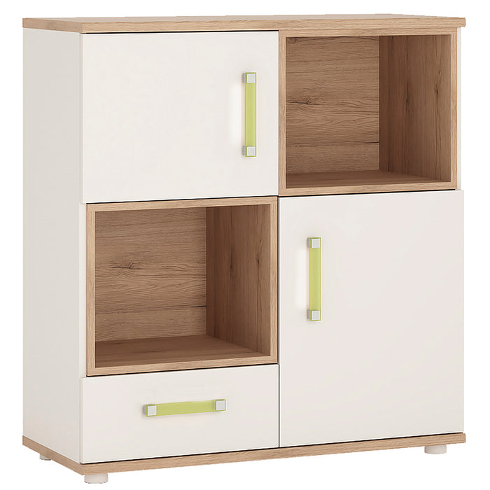 4KIDS 2 Door 1 Drawer Cupboard With 2 Shelves - Available In 4 Colours