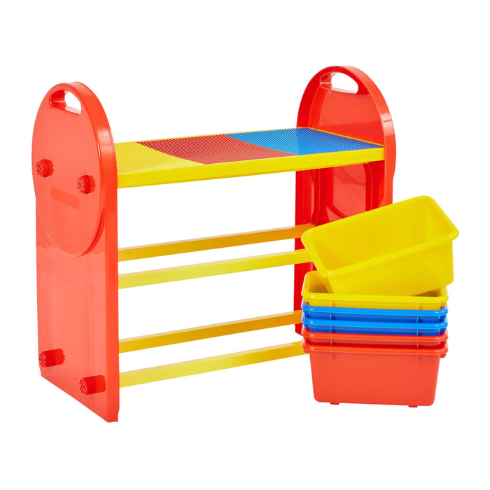Children's 6-Bin Storage Organiser Unit with Construction Tabletop