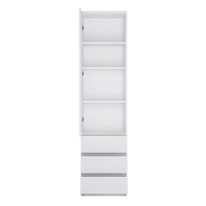 Fribo Tall Narrow 1 Door 3 Drawer Cupboard - Available In 2 Colours