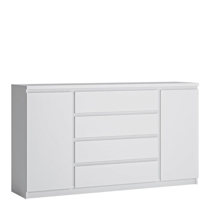 Fribo 2 Door 4 Drawer Wide Sideboard - White