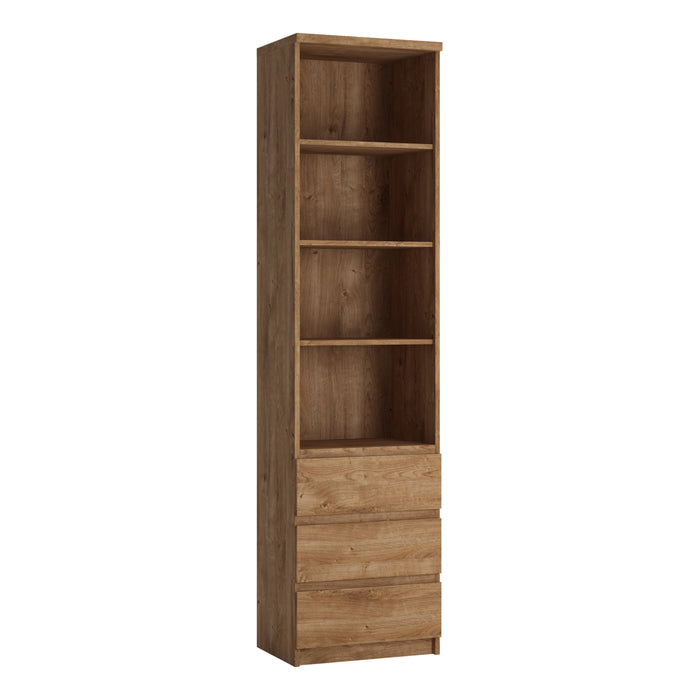 Fribo Tall Narrow 3 Drawer Bookcase - Available In 2 Colours