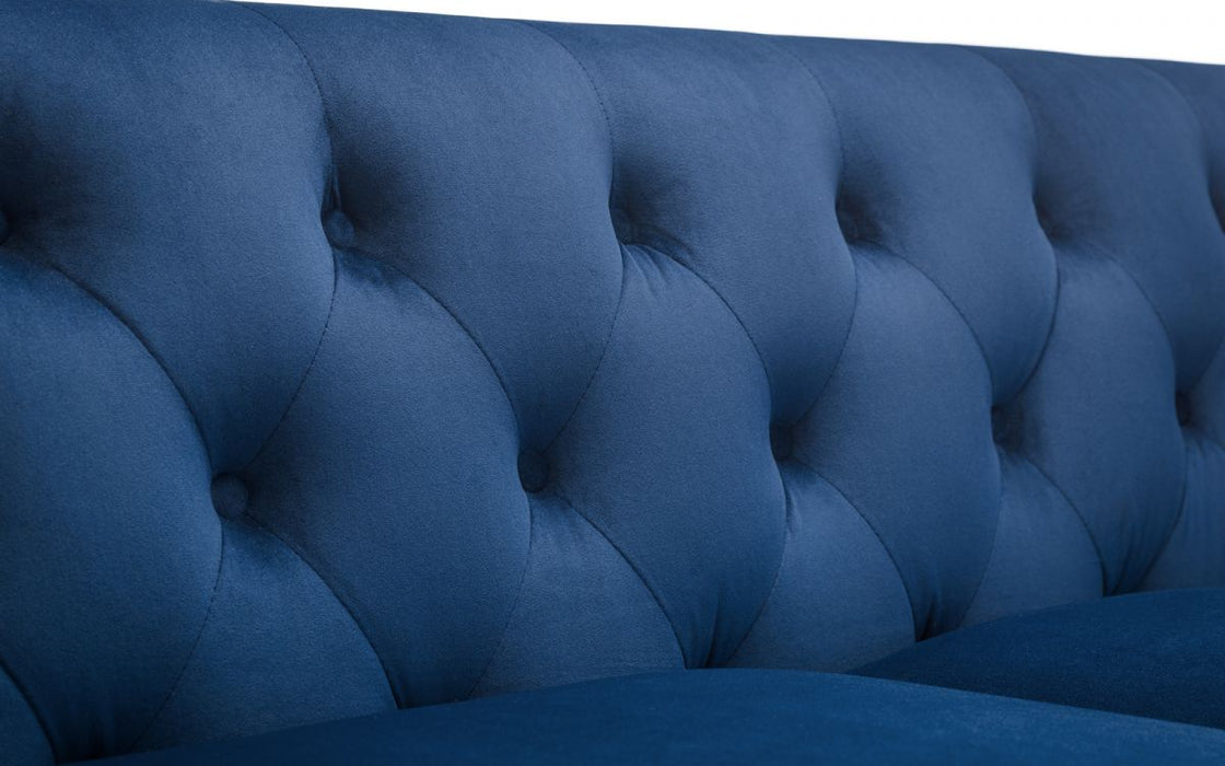 Julian Bowen Sandringham 3 Seater Sofa - Blue Velvet