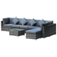 7-Seater Outdoor Garden Rattan Furniture Set w/ Coffee Table