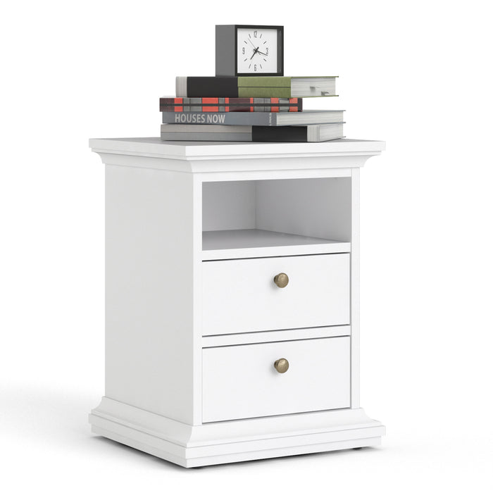 Paris 2 Drawer Bedside Table - Available In 3 Colours