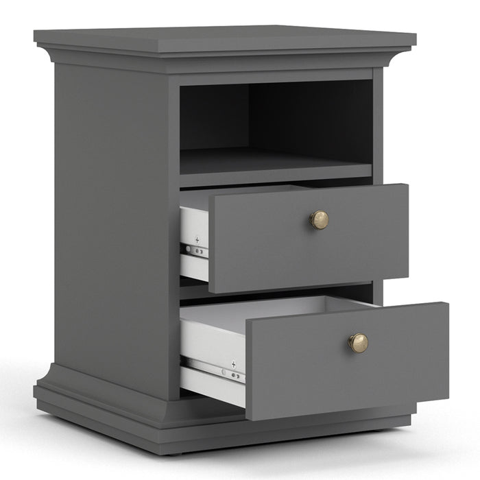Paris 2 Drawer Bedside Table - Available In 3 Colours