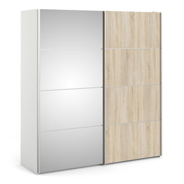 Verona Sliding Wardrobe With 2 Shelves & Mirrored Doors 180cm - Available In 6 Colours
