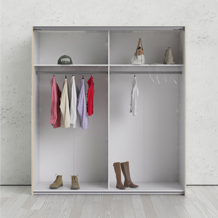 Verona Sliding Wardrobe With 2 Shelves & Mirrored Doors 180cm - Available In 8 Colours