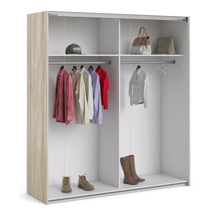 Verona Sliding Wardrobe With 2 Shelves & Mirrored Doors 180cm - Available In 8 Colours