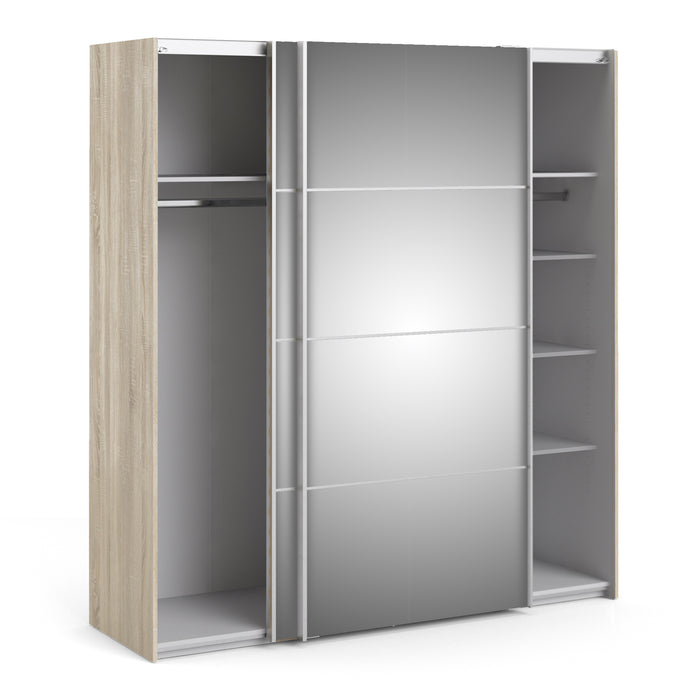 Verona Sliding Wardrobe With 5 Shelves & Mirrored Doors 180cm - Available In 6 Colours