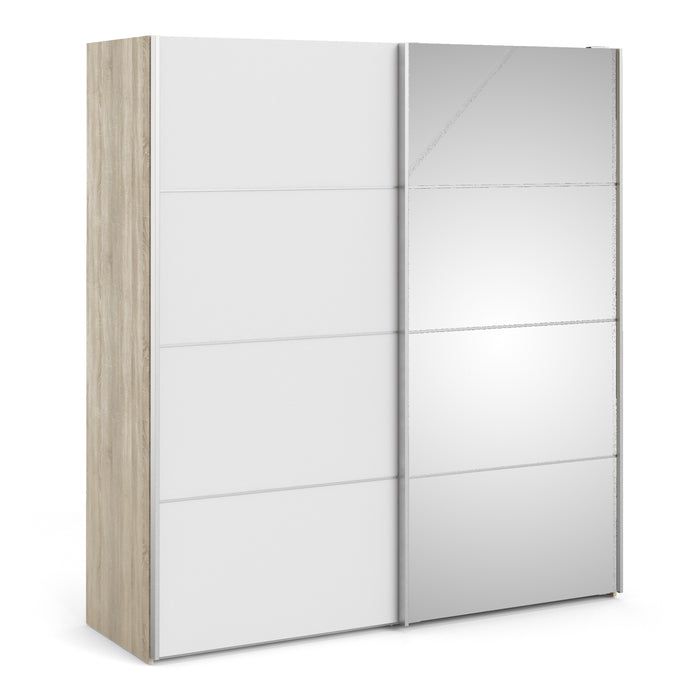 Verona Sliding Wardrobe With 5 Shelves & Mirrored Doors 180cm - Available In 6 Colours