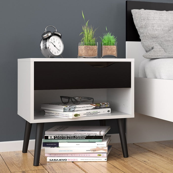 Oslo 1 Drawer Bedside Table - Available In 3 Colours