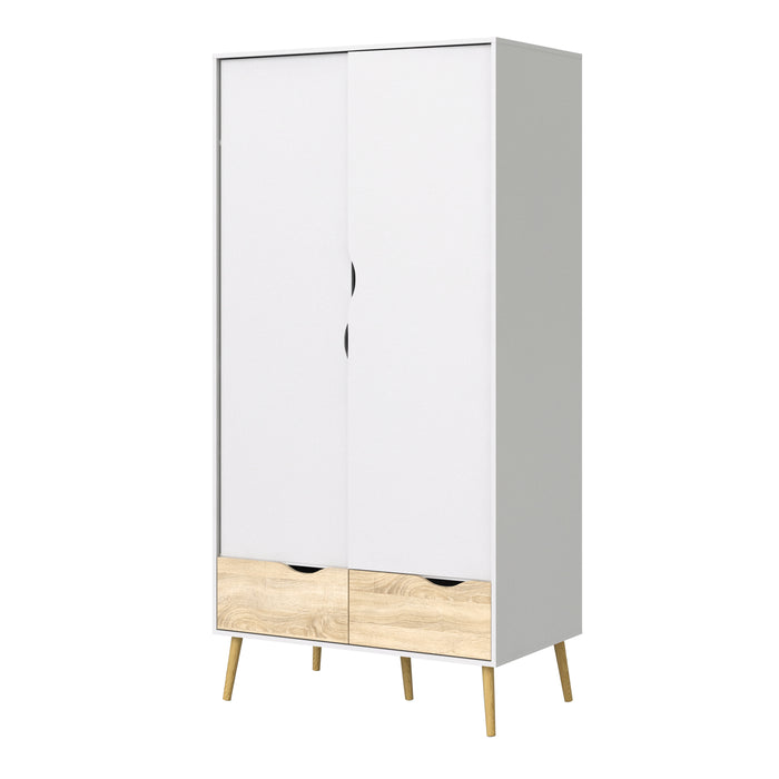 Oslo 2 Door 2 Drawer Wardrobe - Available In 2 Colours