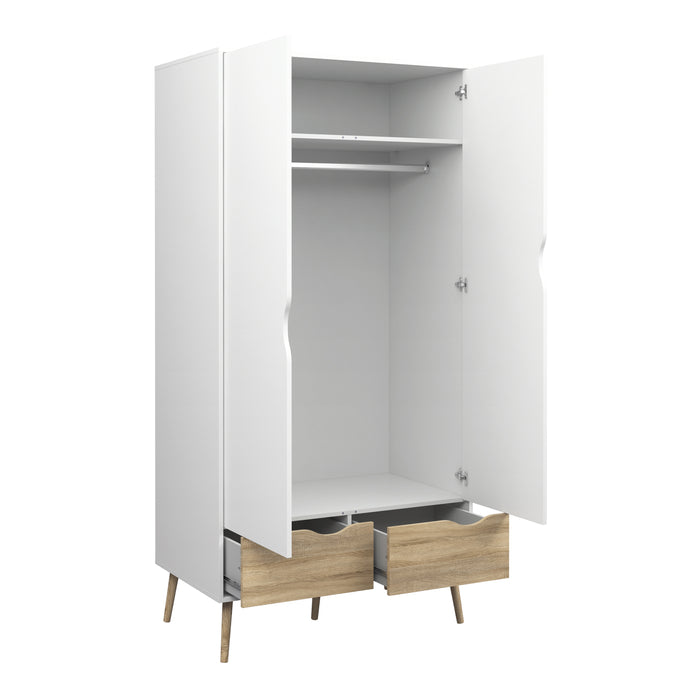 Oslo 2 Door 2 Drawer Wardrobe - Available In 2 Colours
