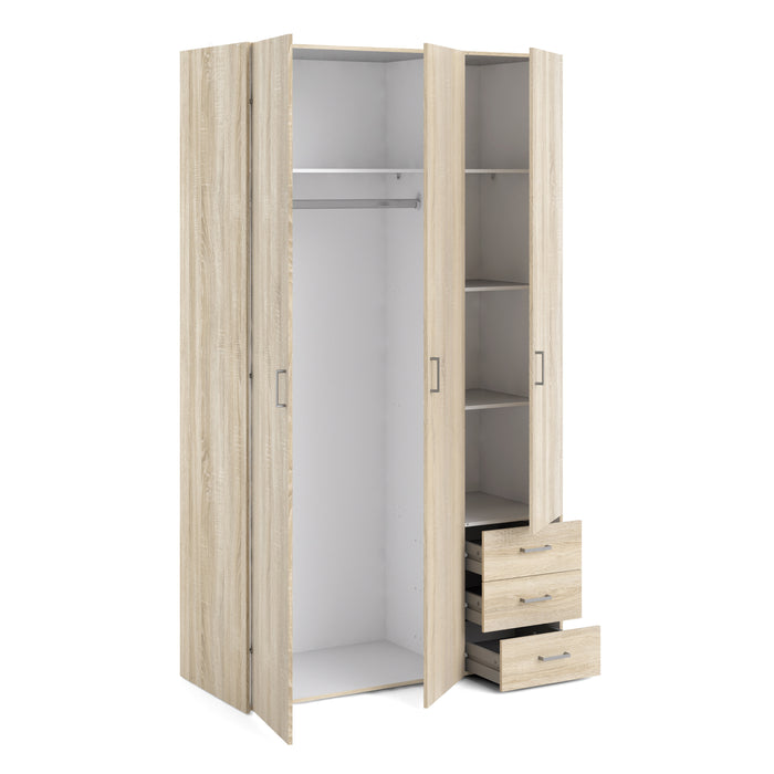 Space 3 Door 3 Drawer Wardrobe - Available In 2 Colours