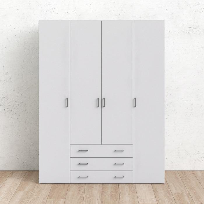 Space 4 Door 3 Drawer Wardrobe - Available In 2 Colours