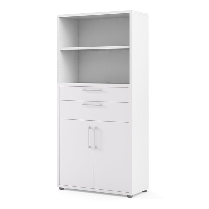 Prima 2 Shelves With 2 Drawers & 2 Doors Bookcase - Available In 3 Colours