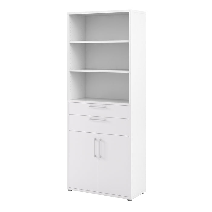 Prima 3 Shelves With 2 Drawers & 2 Doors Bookcase - Available In 3 Colours
