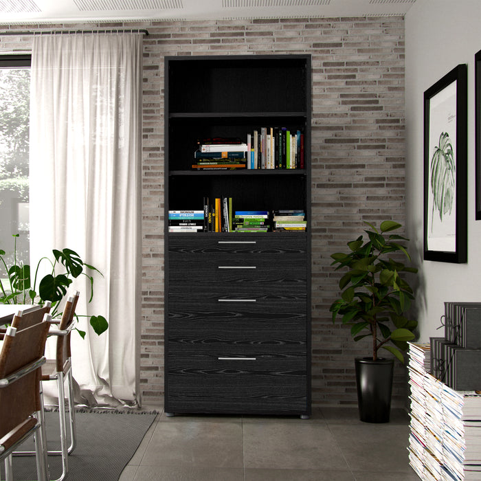 Prima Bookcase 2 Shelves With 2 Drawers & 2 File Drawers - Available In 3 Colours