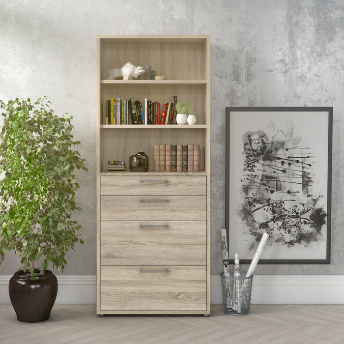 Prima Bookcase 2 Shelves With 2 Drawers & 2 File Drawers - Available In 3 Colours