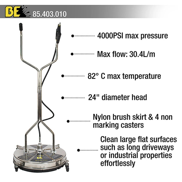 BE Pressure Whirl-A-Way, 24" Stainless Steel Flat Surface Cleaner