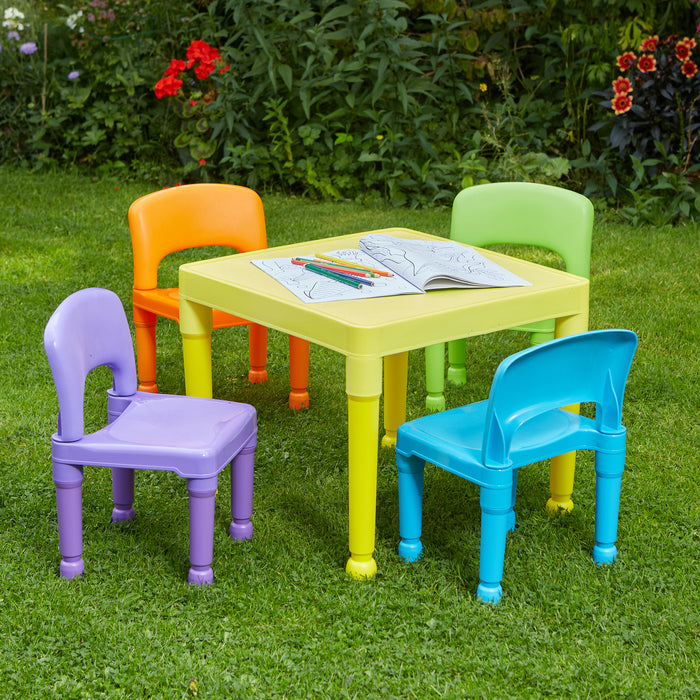 Children's Multicoloured Table and 4 Chairs Set