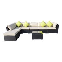 8 Pcs Rattan Sofa Set W/Cushions-Black