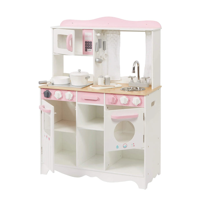 Country Play Kitchen with 9 Wooden Accessories
