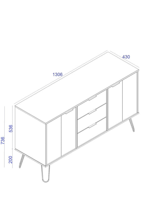 Augusta medium sideboard with 2 doors, 3 drawers
