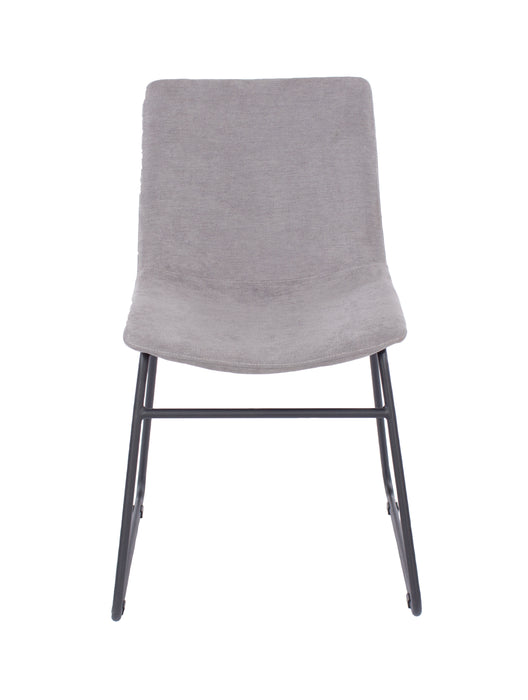 Contemporary grey PU upholstered dining chairs with black metal legs (pair)