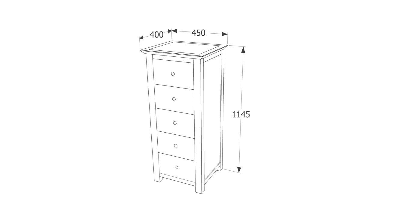 Highland Home 5 drawer narrow chest