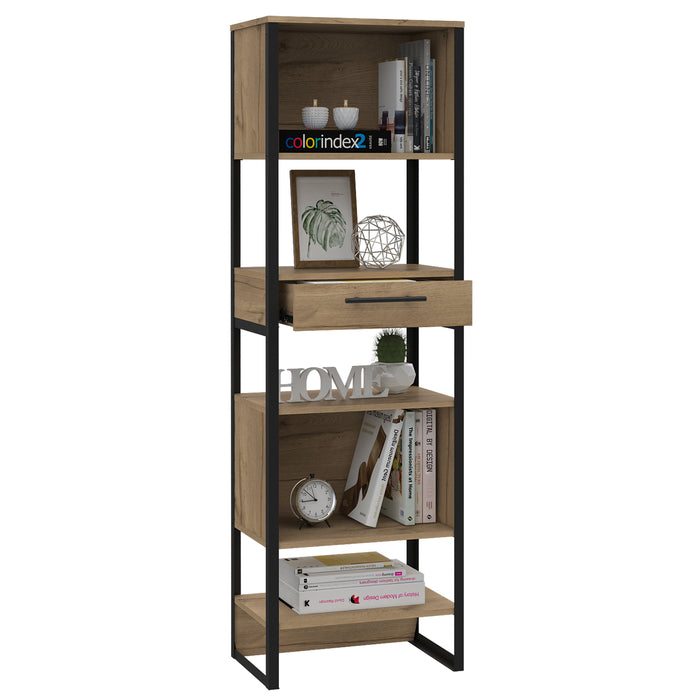 Modern Living tall narrow bookcase with 1 drawer