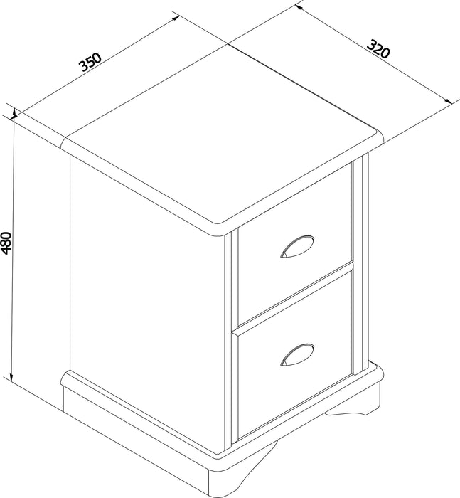 Highland Home 2 drawer compact bedside cabinet