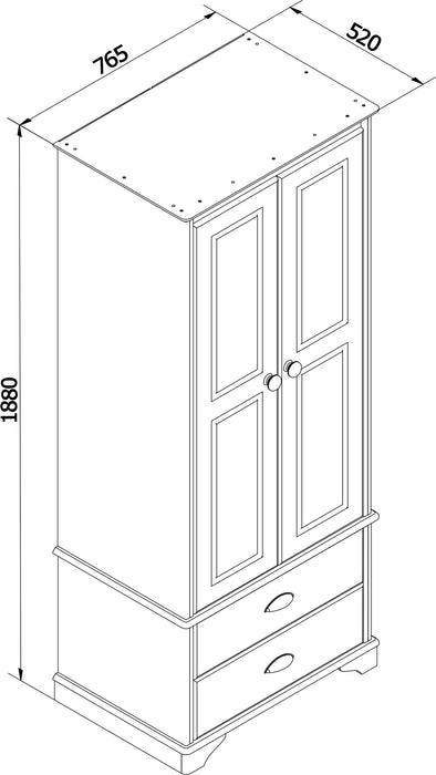 Highland Home 2 door, 2 drawer wardrobe (requires part assembly)