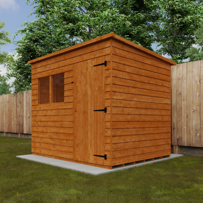 Budget Overlap Pent Shed - Available In 3 Sizes & Window/Windowless Design