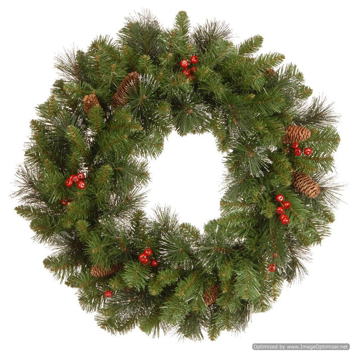 Crestwood Spruce 24" Wreath With Cones, Berries & Glitter
