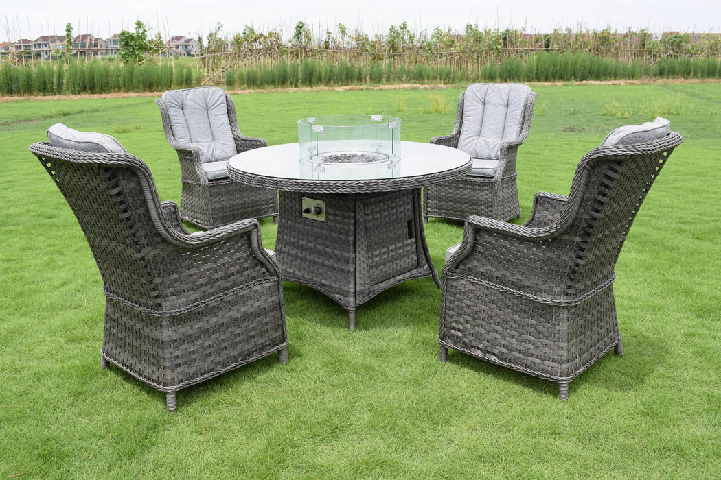 Holbeache 4 Seater Round Fire Pit Dining Set