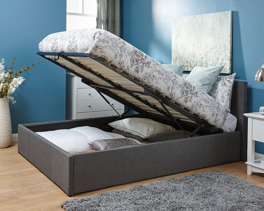 End Lift Fabric Ottoman Bed - Available In 4 Sizes & 3 Colours