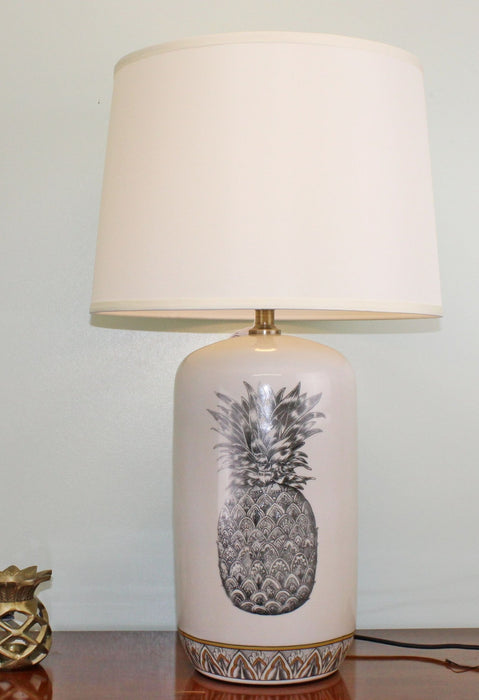 Black & White Ceramic Lamp with Pineapple Design 69cm