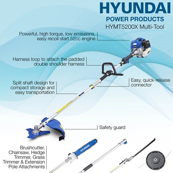 Hyundai 52cc Petrol Garden Multi Tool HYMT5200X