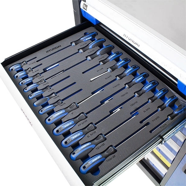 Hyundai 305 Piece 7 Drawer Caster Mounted Roller Premium Tool Chest Cabinet With XXL Stainless Steel Top HYTC9004