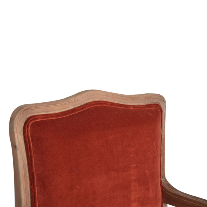 Brick Red Velvet French Style Chair