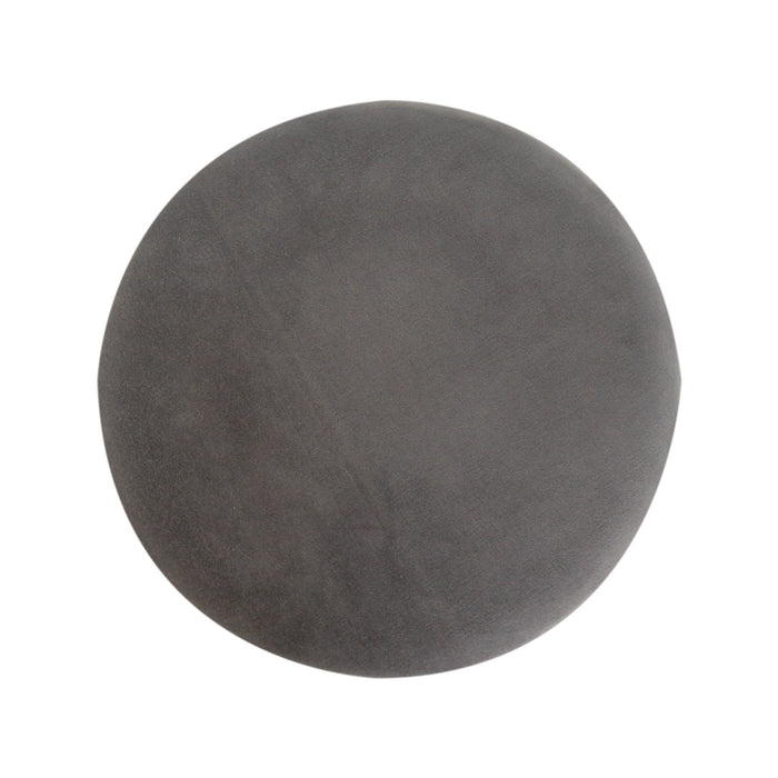Grey Velvet Footstool With Wooden Base