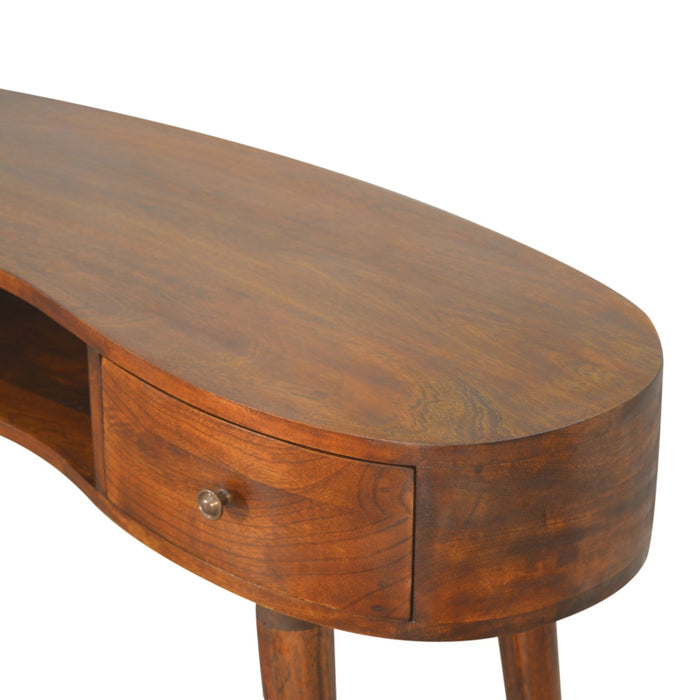 Chestnut Wave Writing Desk With 2 Drawers
